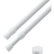 Curtain Rod Adjustable 16-28 Inches,2 Pack Spring Tension Curtain Rods,Small Short Expandable Spring Loaded Tension Rods For Window, Cupboard Bars, Bathroom, Cupboard,Kitchen,White